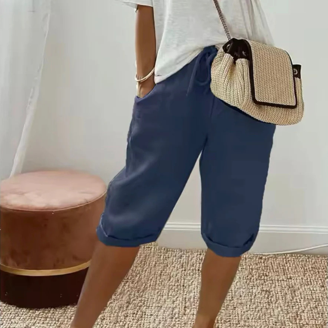FENLEY | Linen capri shorts with drawstring waist