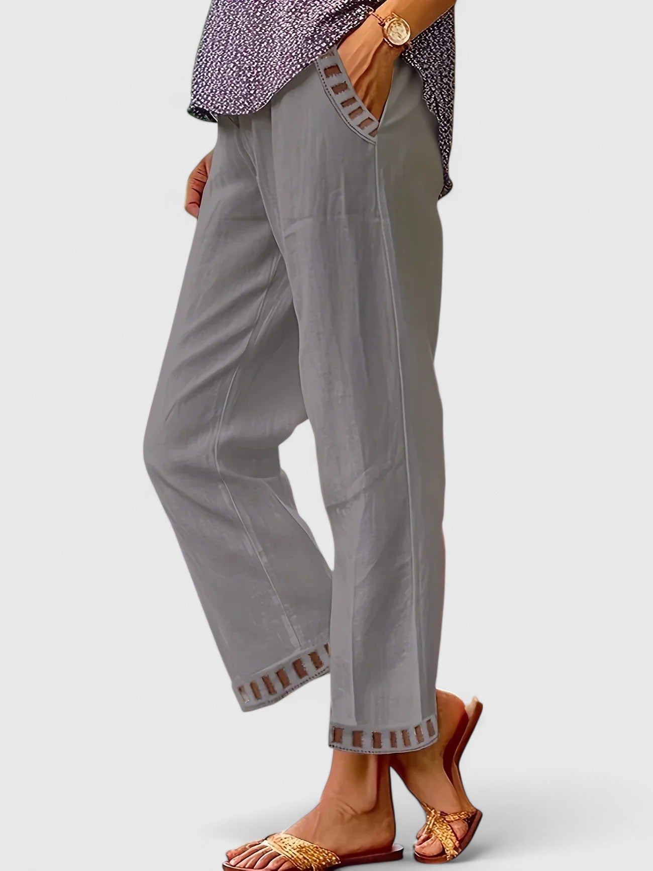 SKYLA | Drawstring-waist cropped pants with contrast trim