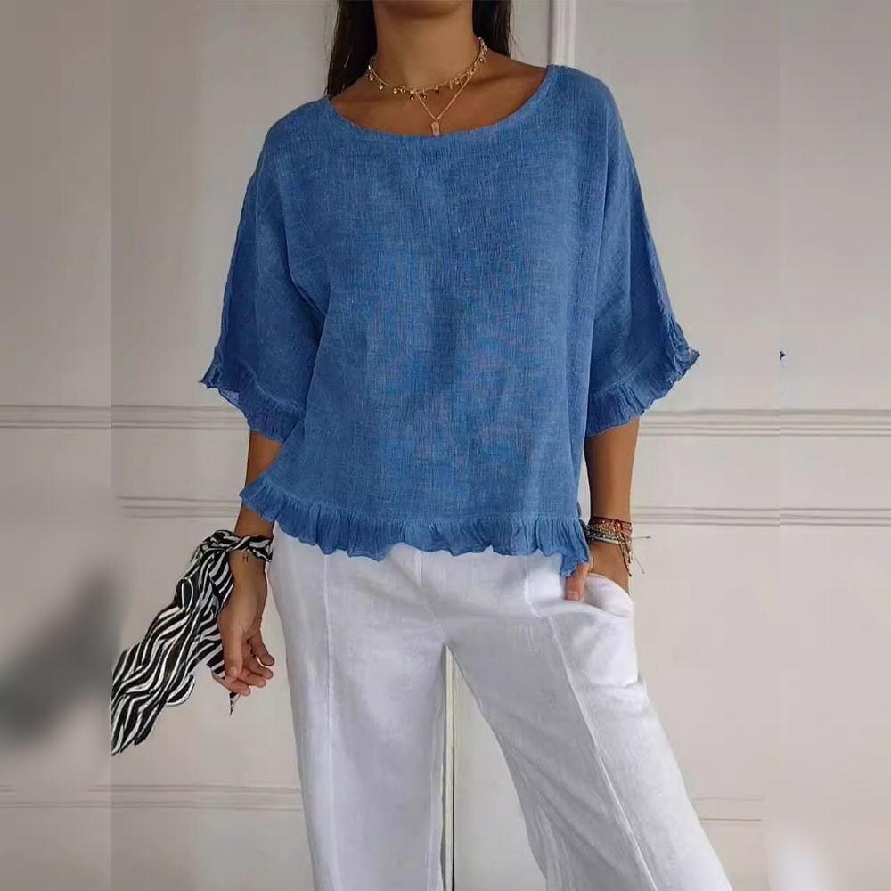 AMANDA | Ruffle-hem blouse with airy silhouette