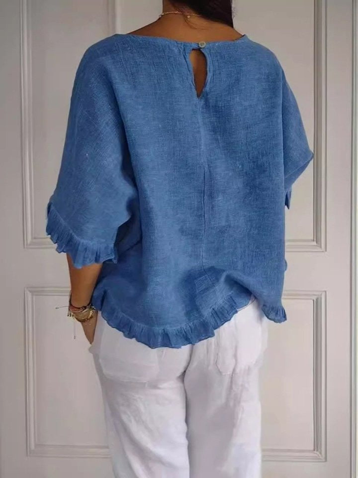 AMANDA | Ruffle-hem blouse with airy silhouette