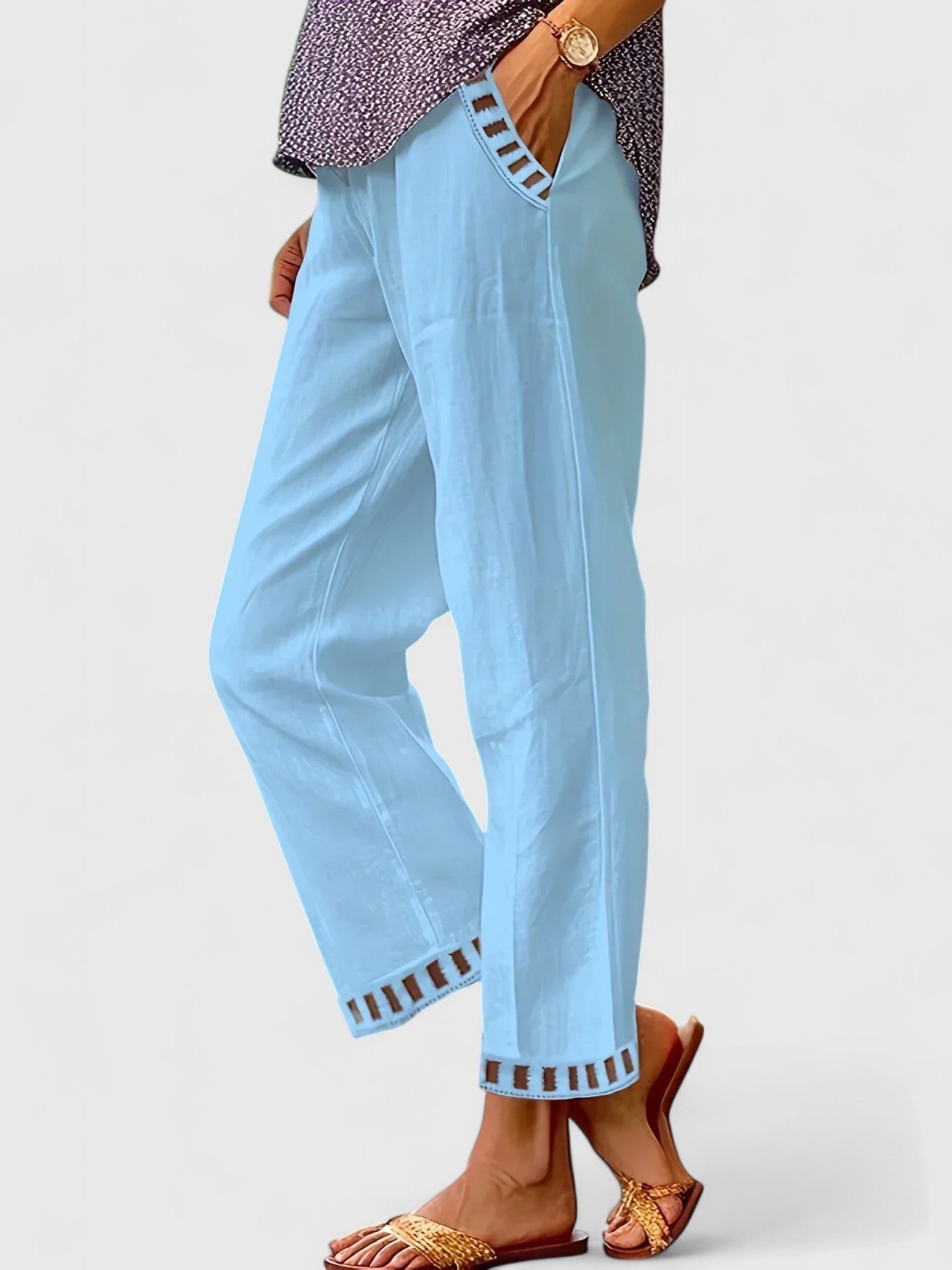 SKYLA | Drawstring-waist cropped pants with contrast trim