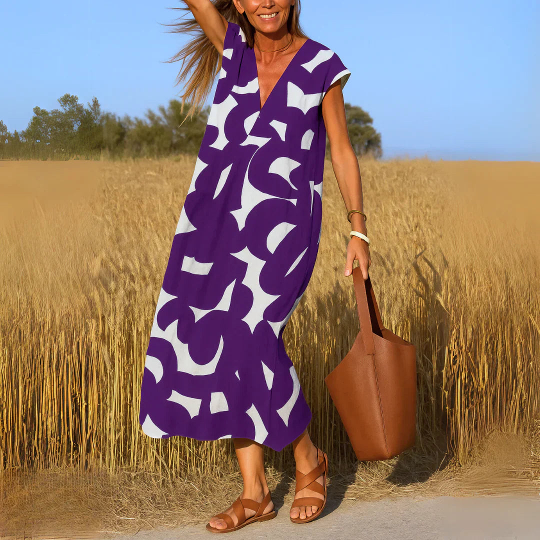 TATIANA | Cutwork maxi dress in soft-touch fabric
