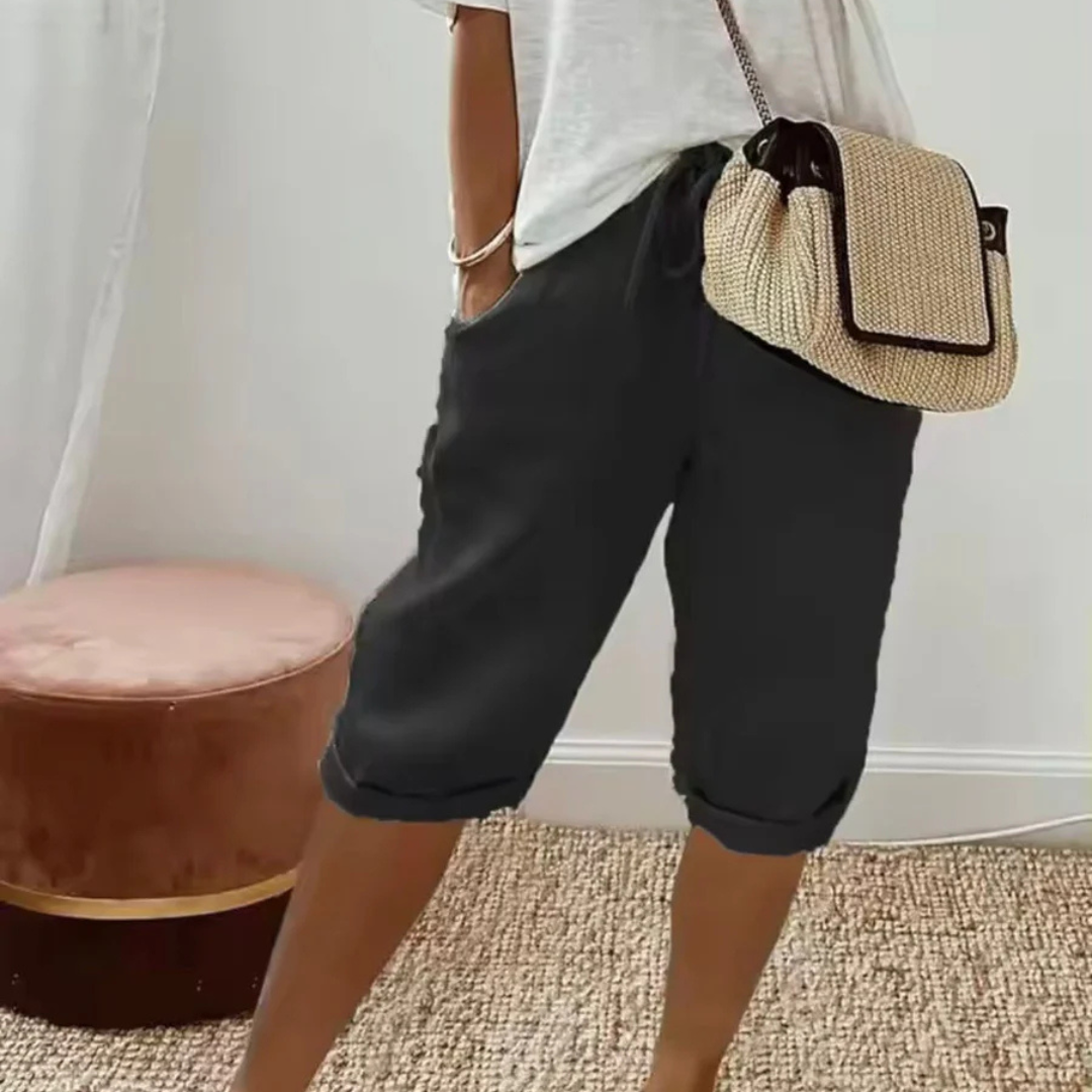 FENLEY | Linen capri shorts with drawstring waist
