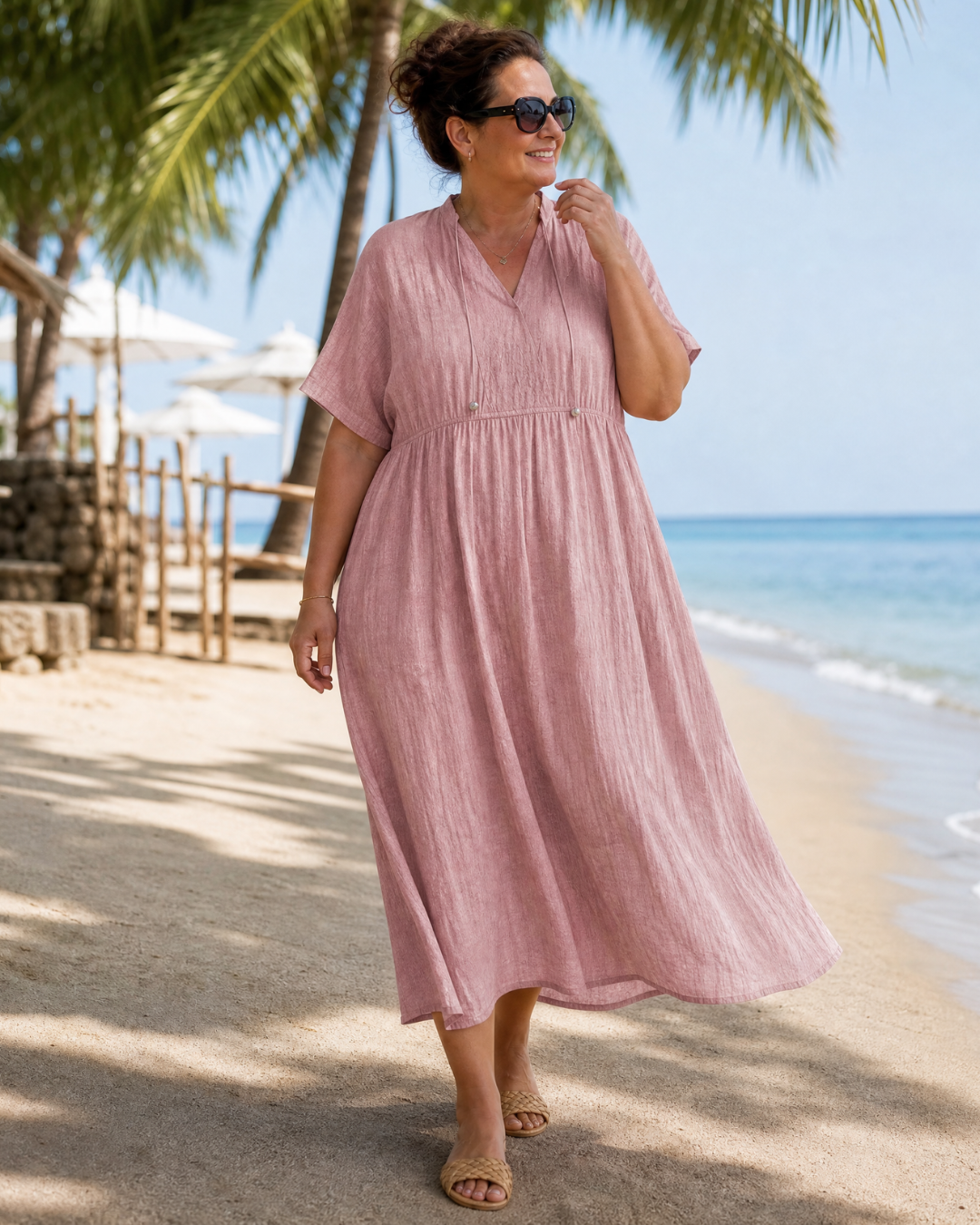 EUPHERENE | Relaxed midi dress with V-neck