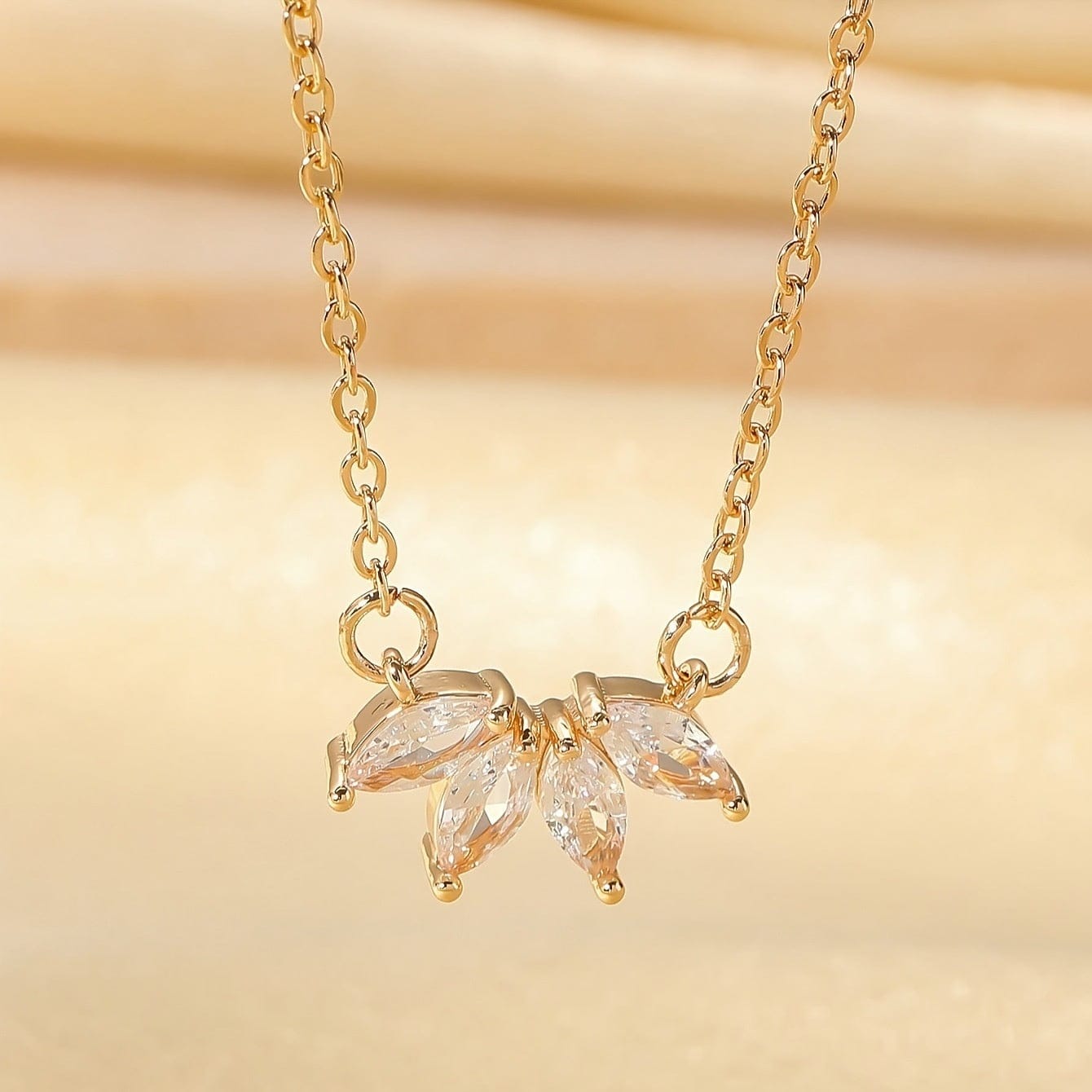 NOVA | Gold marquise zirconia pendant necklace