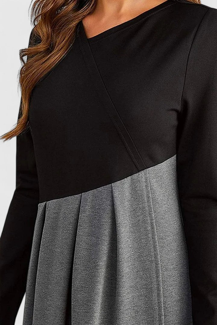 JANET | Long-sleeve maxi dress with flowing skirt