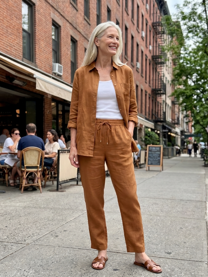NOOR | Soft-touch button shirt and tapered pants set