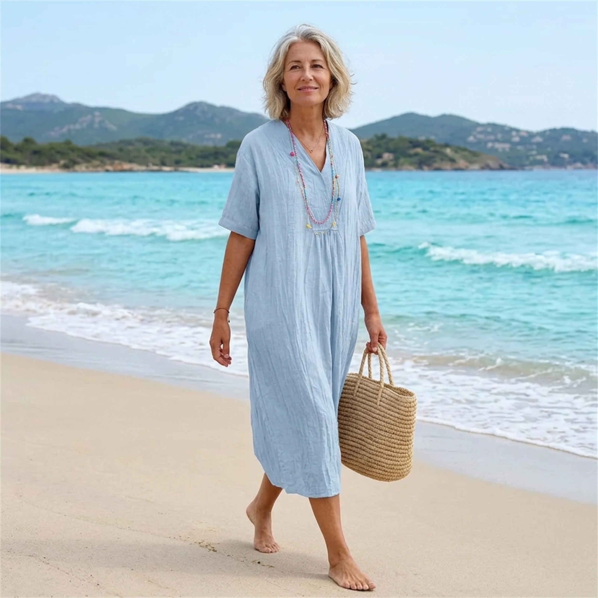SILVANA | Relaxed maxi dress with textured fabric