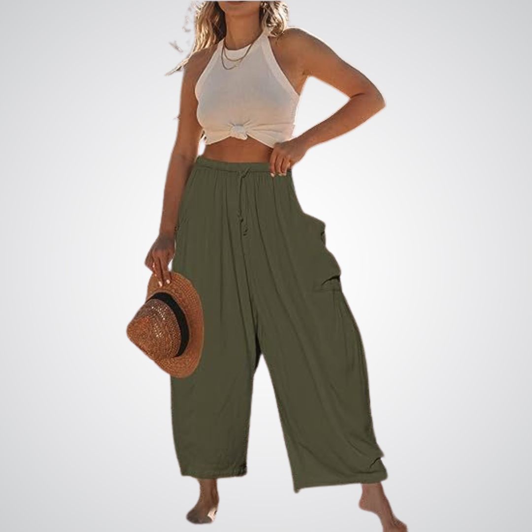 ELENA | High-rise wide-leg pants with elastic waist