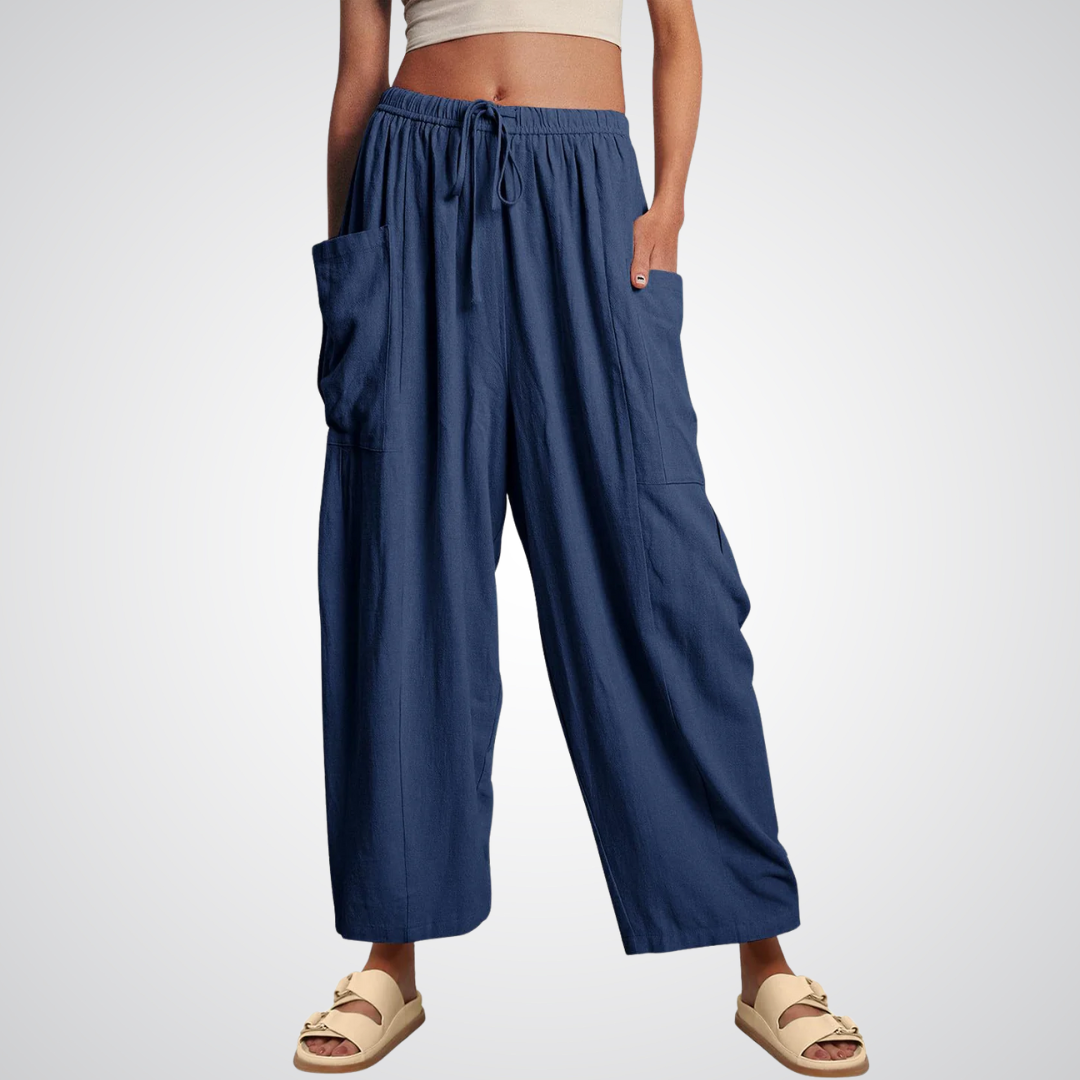 ELENA | High-rise wide-leg pants with elastic waist