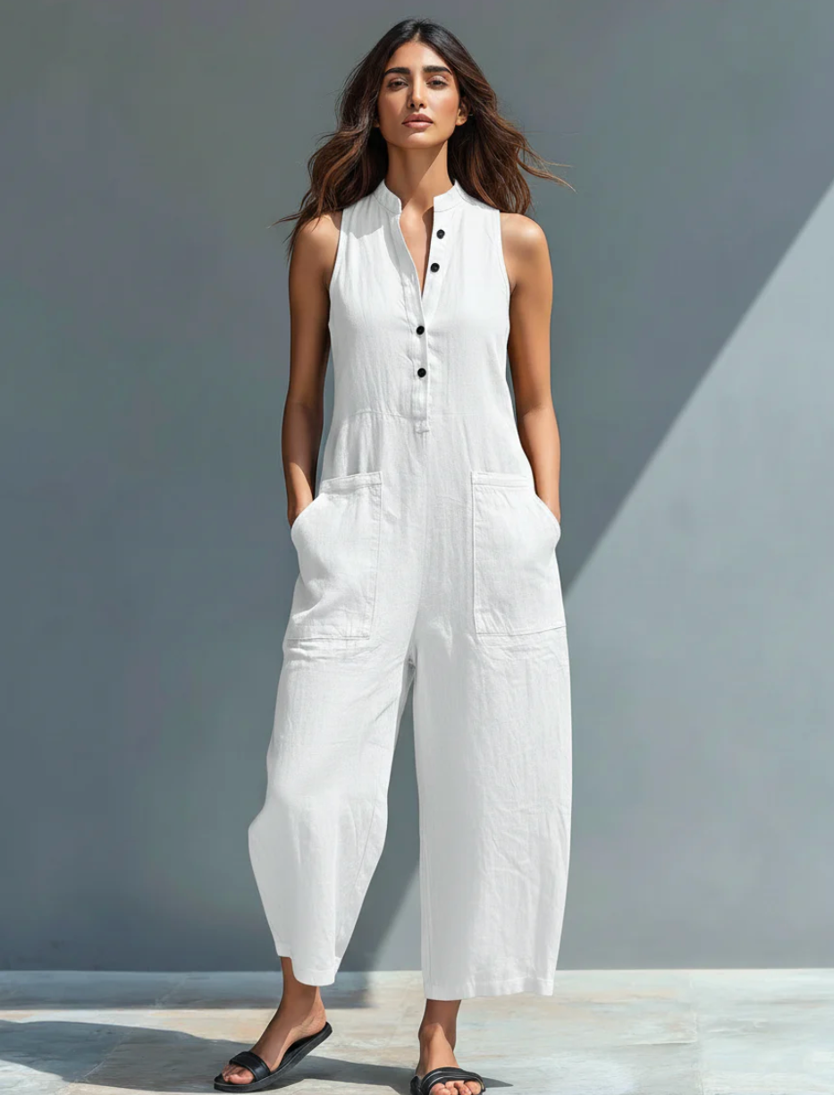 EDEN | Sleeveless jumpsuit with high collar
