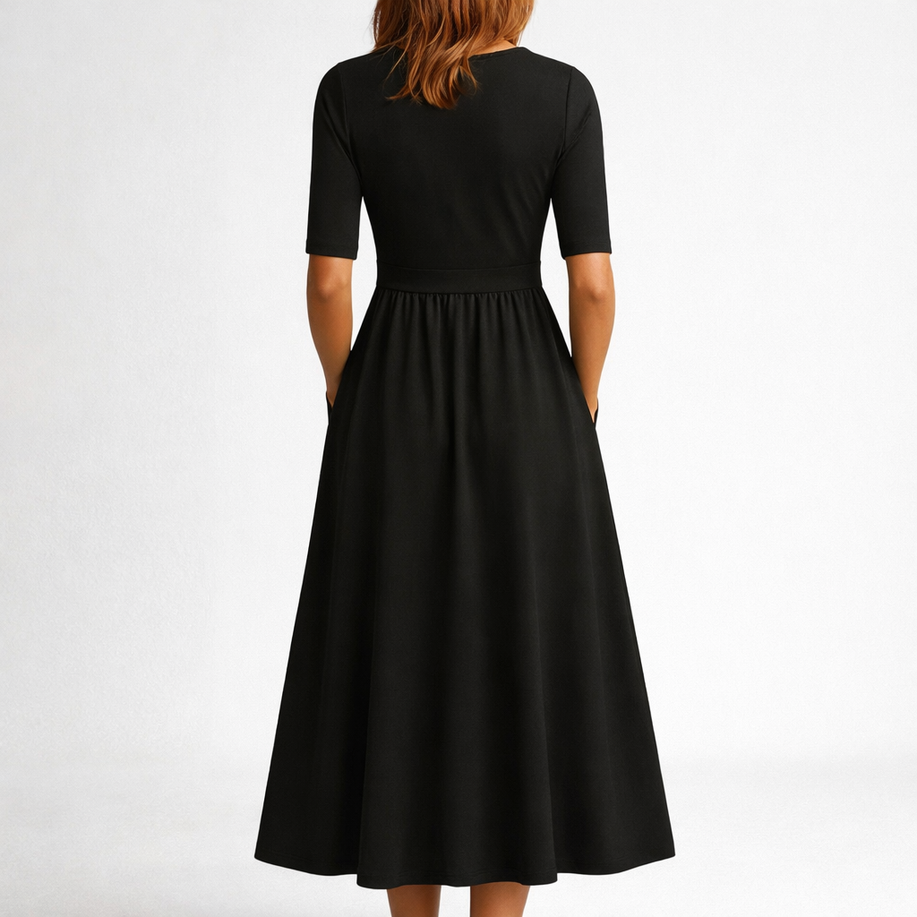 ELEANOR | Elbow-sleeve midi dress with pockets