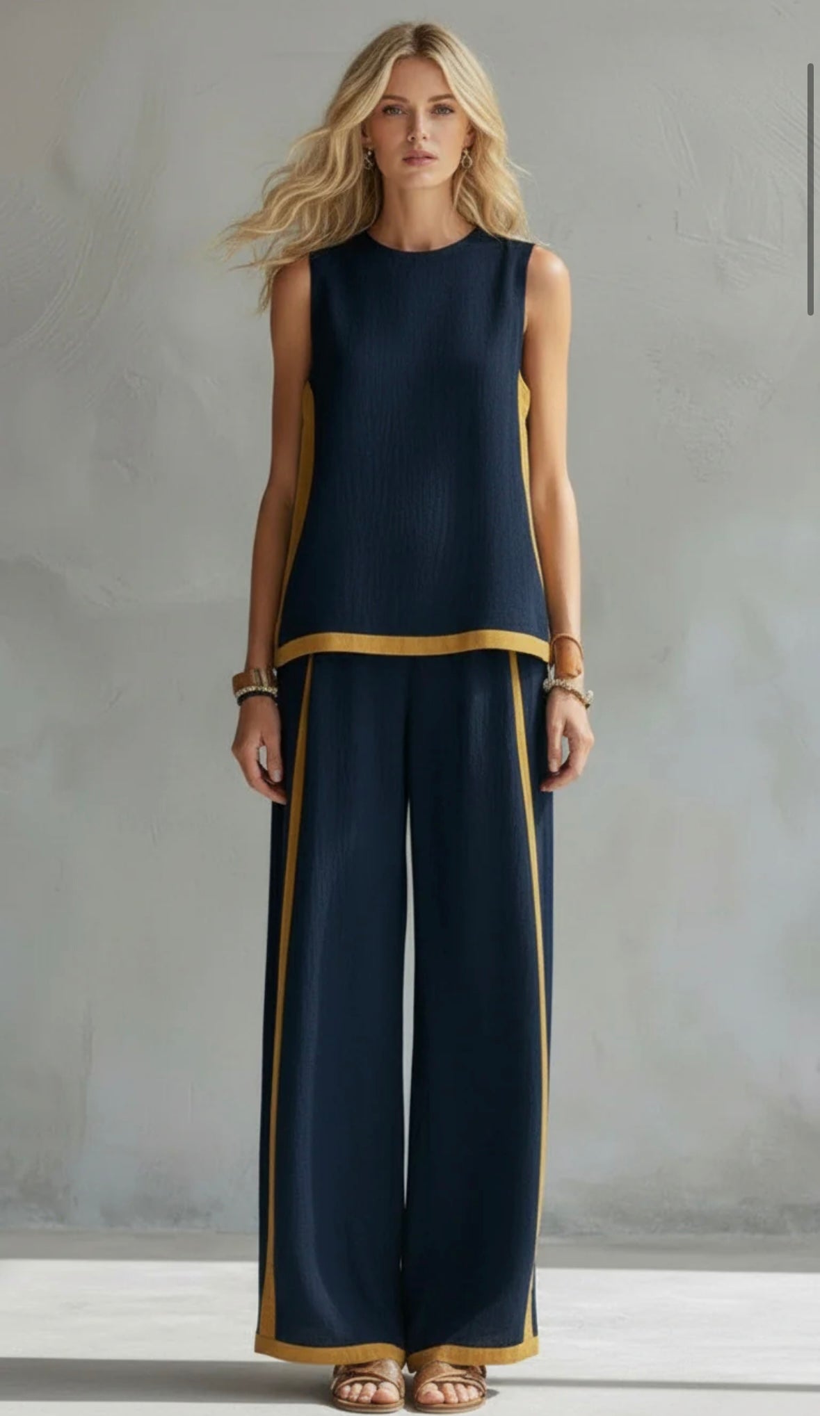 LEILA | Relaxed vest-and-pants set in linen blend