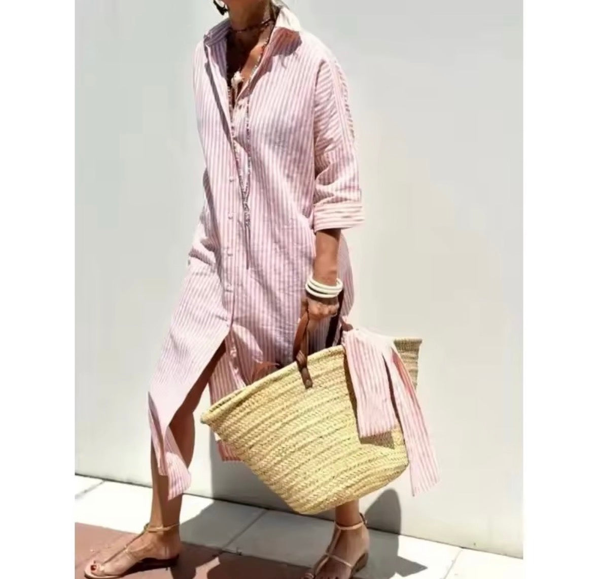 SKYLAR | Short-sleeve striped shirt dress