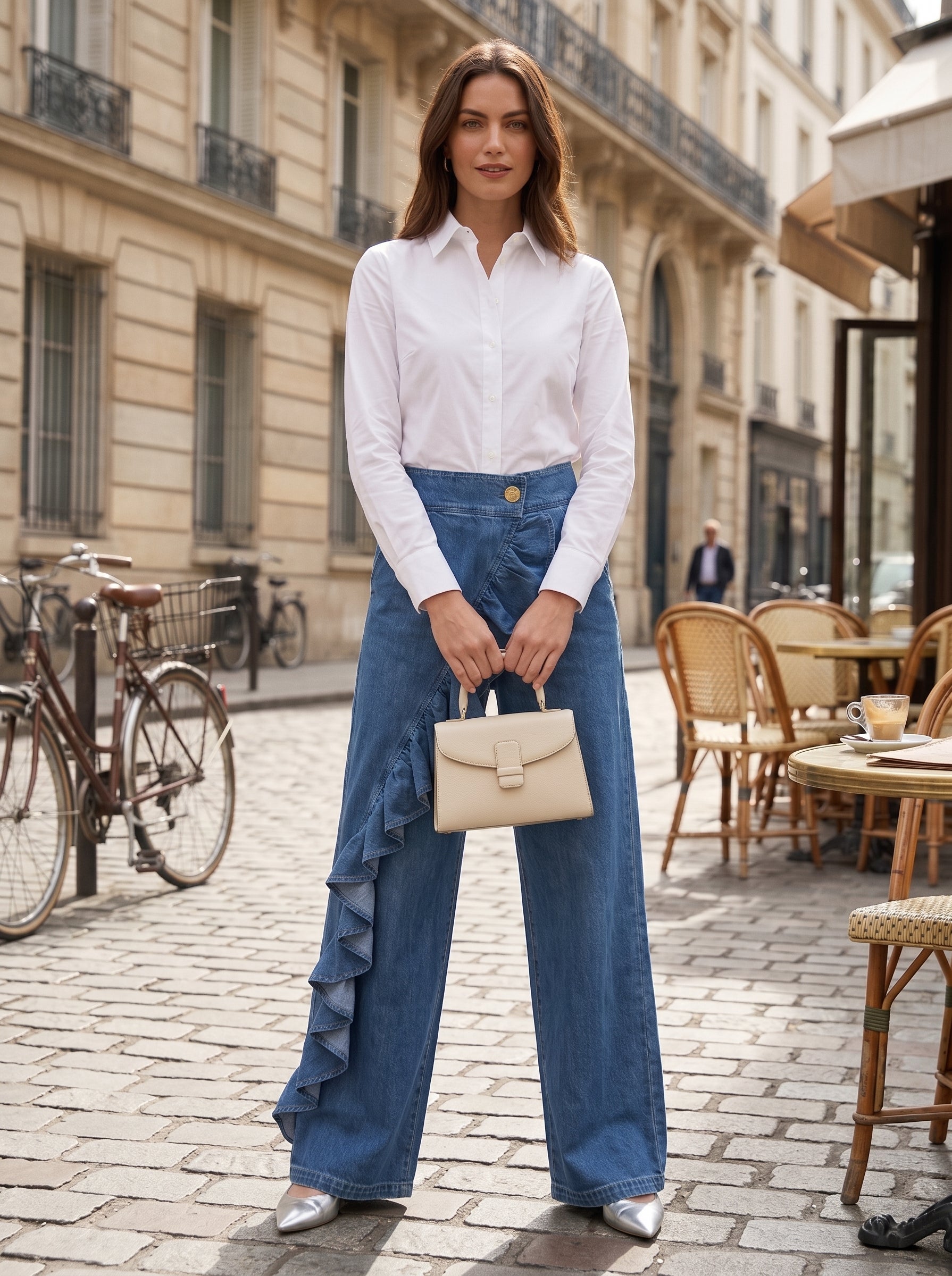 QUINN | Relaxed ruffled-hem jeans with zip fly