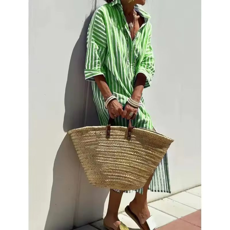 SKYLAR | Short-sleeve striped shirt dress