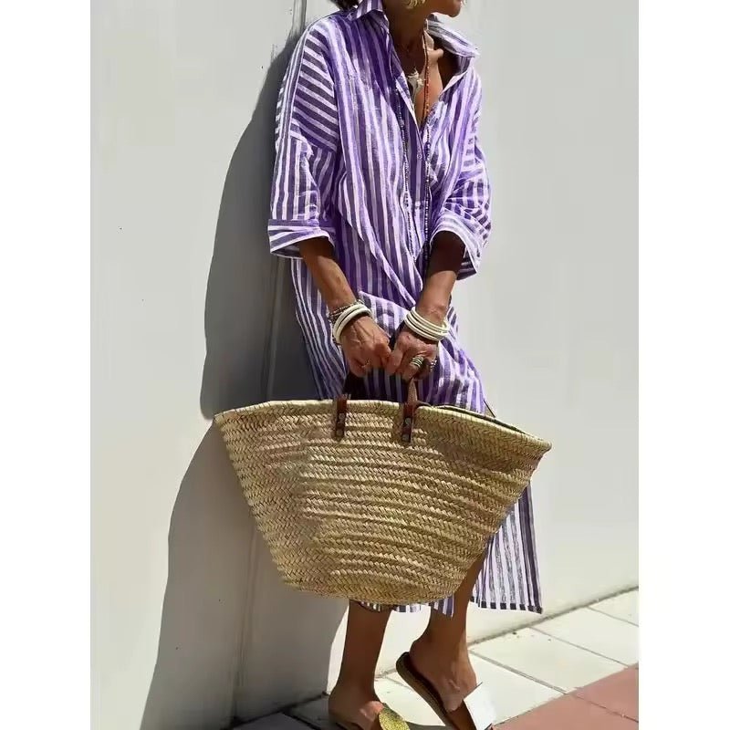 SKYLAR | Short-sleeve striped shirt dress