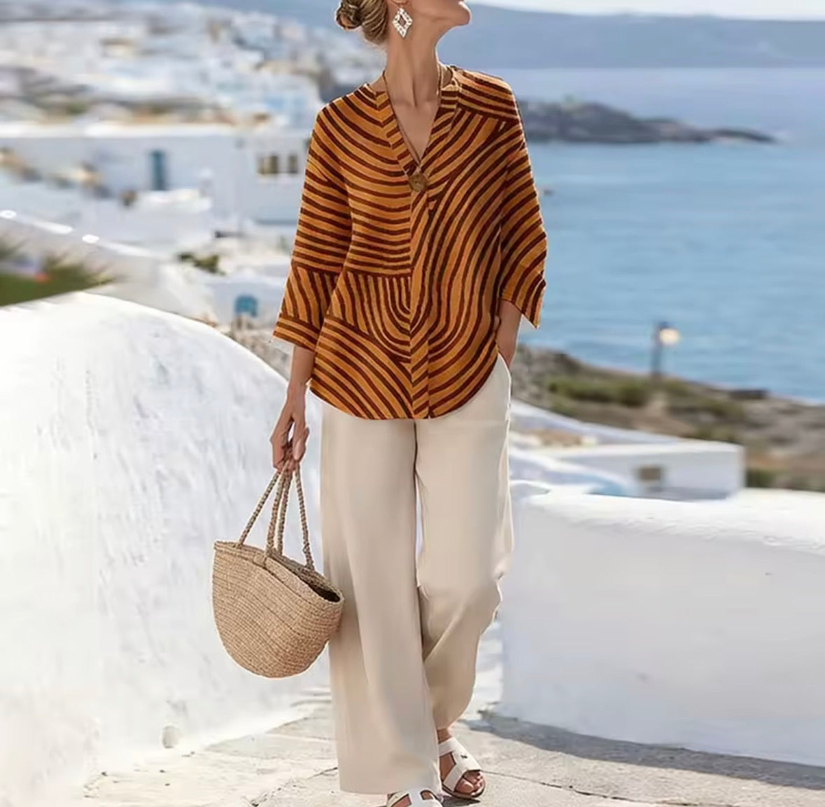 LILLIAN | Striped two-piece with wide-leg pants