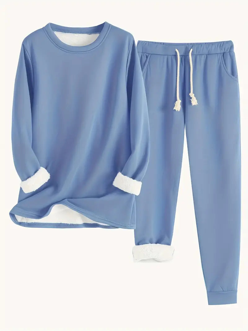 HAILEY | Fleece-lined set with tapered jogger pants