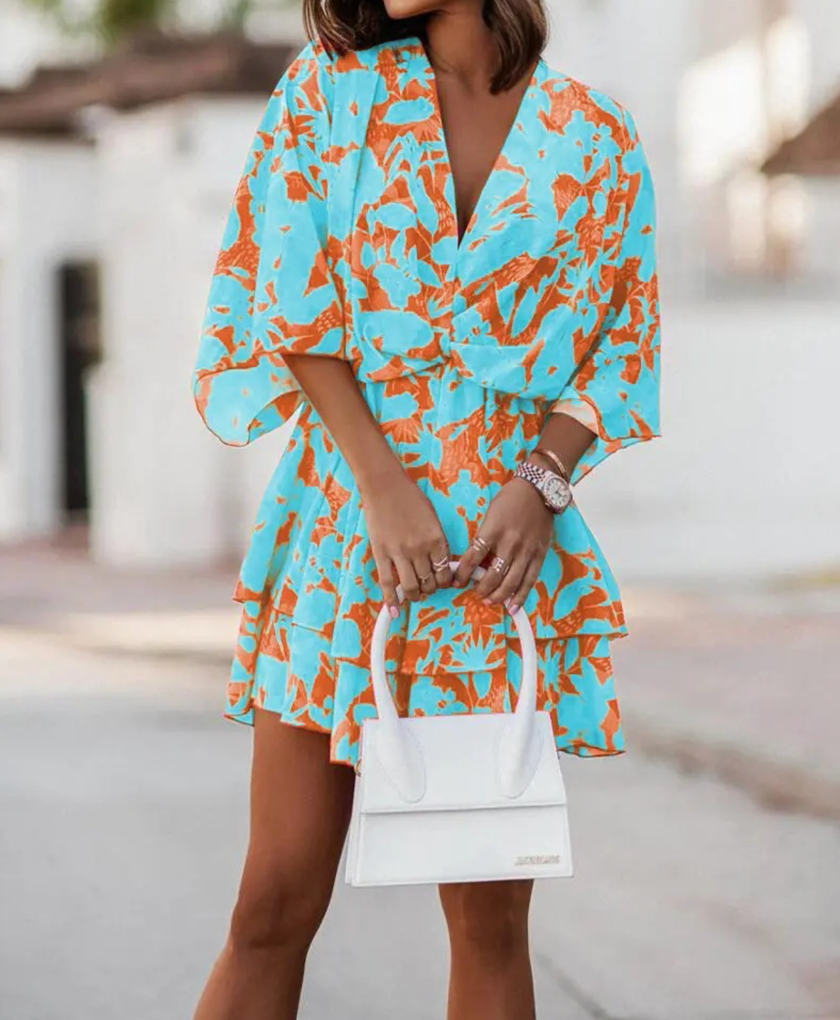 VALORA | Ruffle-hem floral mini dress