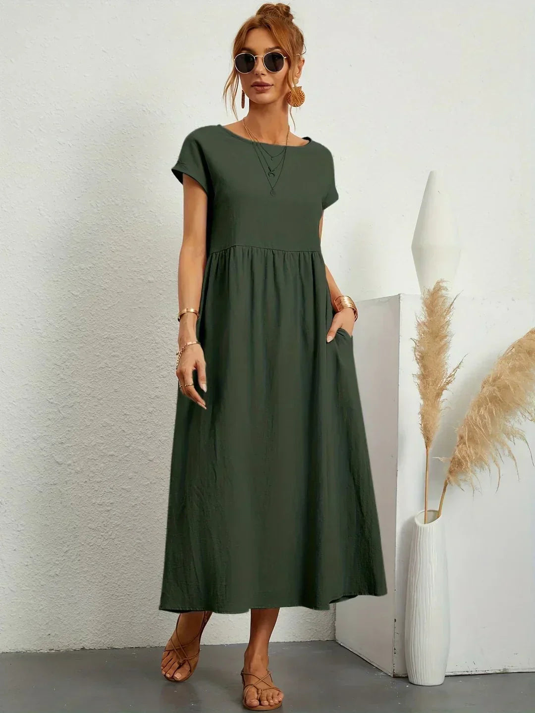 URSINA | Fluid midi dress with relaxed silhouette