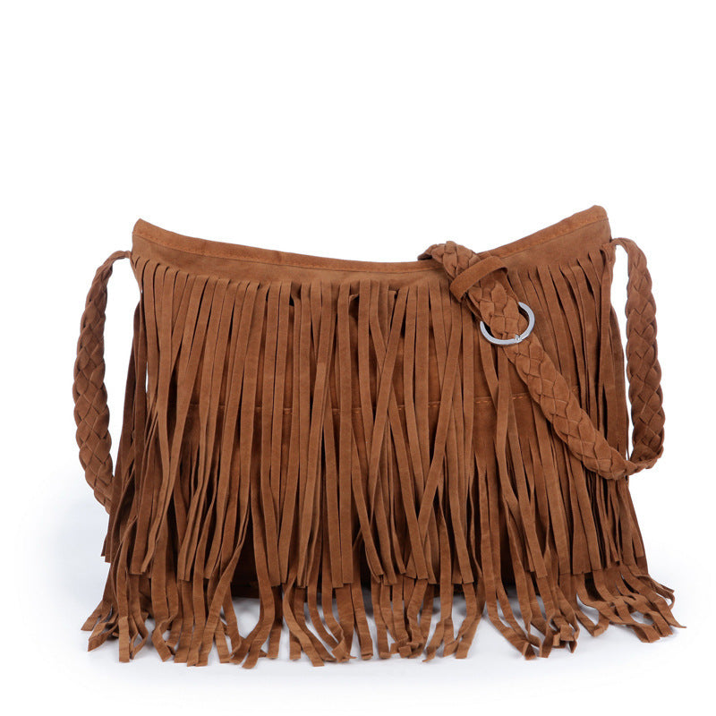 NICOLE | Tassel shoulder bag with zip closure