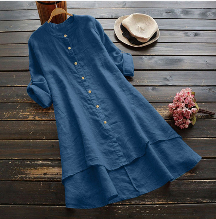 JUNA | Button-front shirt dress with round neckline