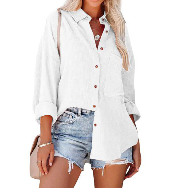 MADELYN | Button-down blouse with cuffed long sleeves