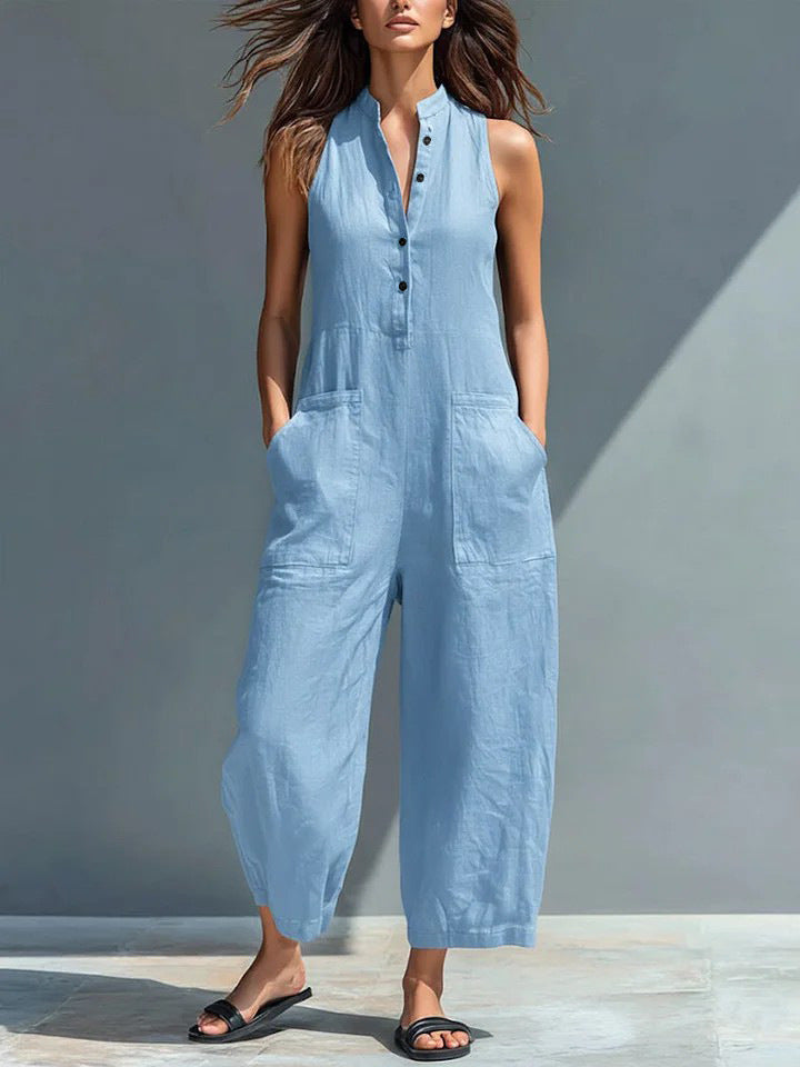 CECELIA | Sleeveless mandarin-collar jumpsuit