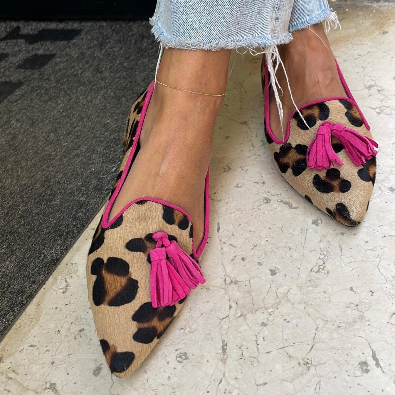 RUBY | Ballet flats with animal print and tassels