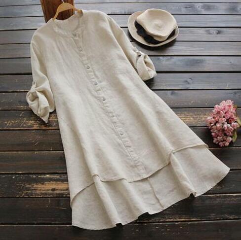 JUNA | Button-front shirt dress with round neckline
