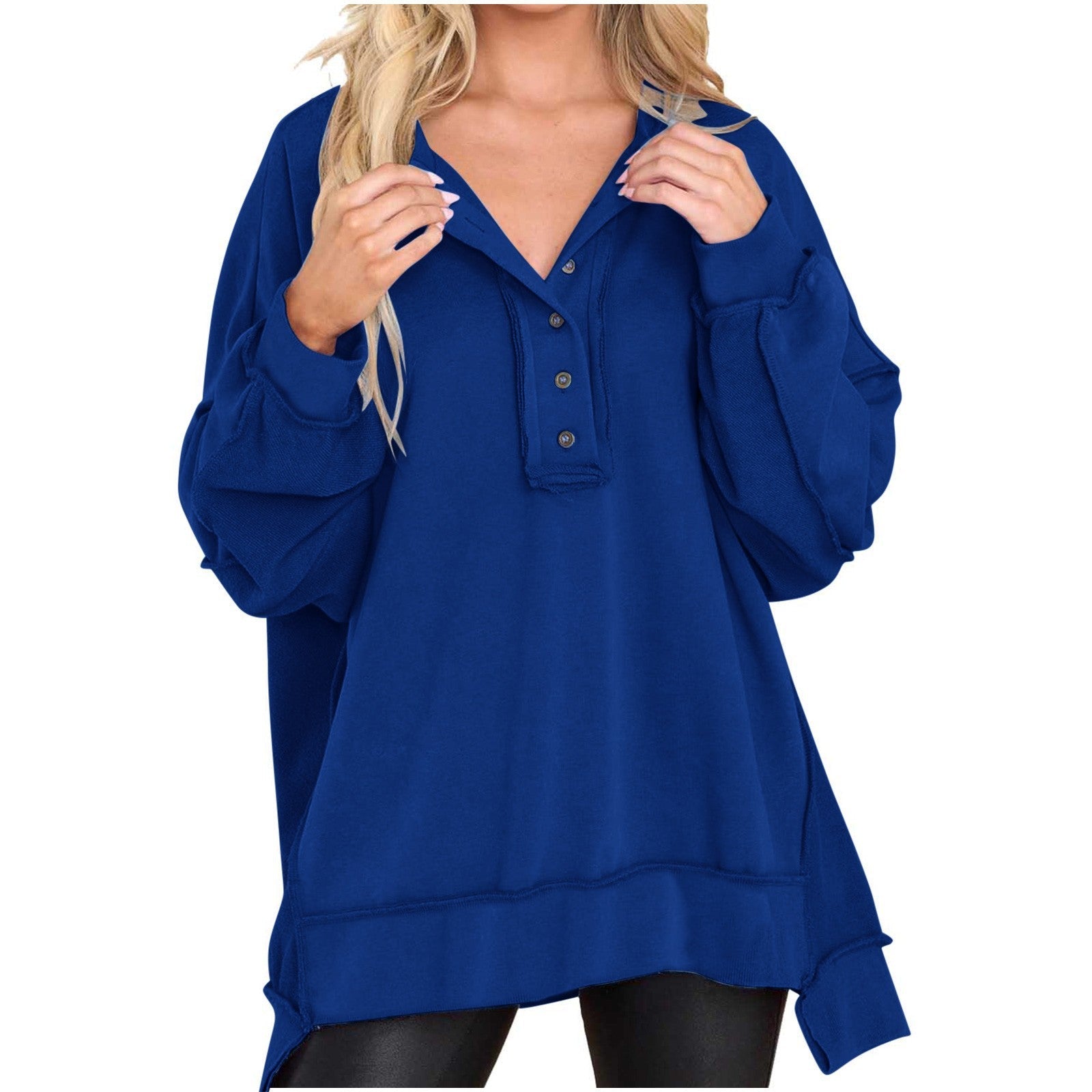 GABRIELLA | Oversized sweatshirt with quarter-button neck