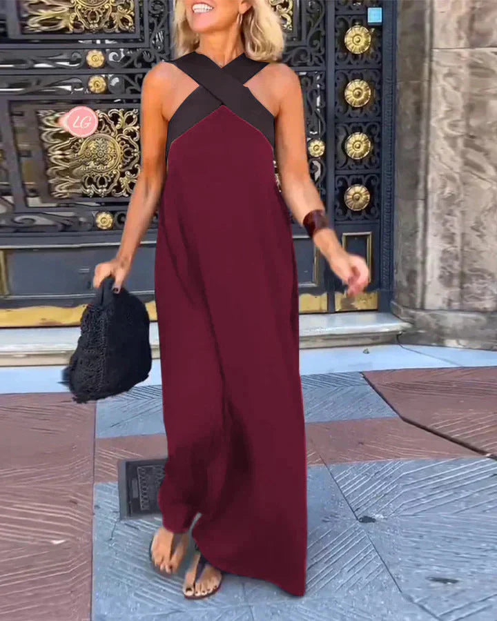 QUIRINE | Wrap-front maxi dress in soft fabric
