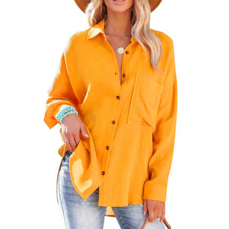 MADELYN | Button-down blouse with cuffed long sleeves