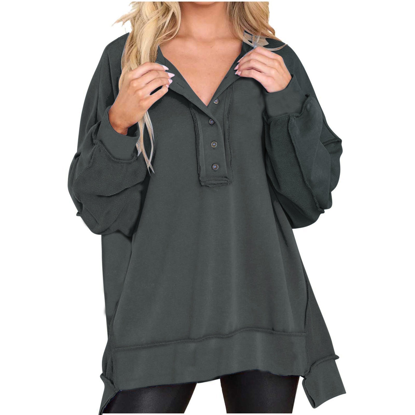 GABRIELLA | Oversized sweatshirt with quarter-button neck