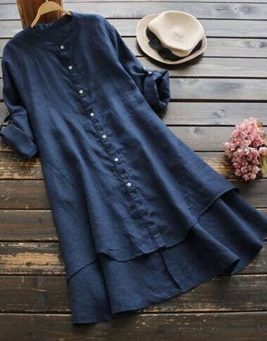 JUNA | Button-front shirt dress with round neckline
