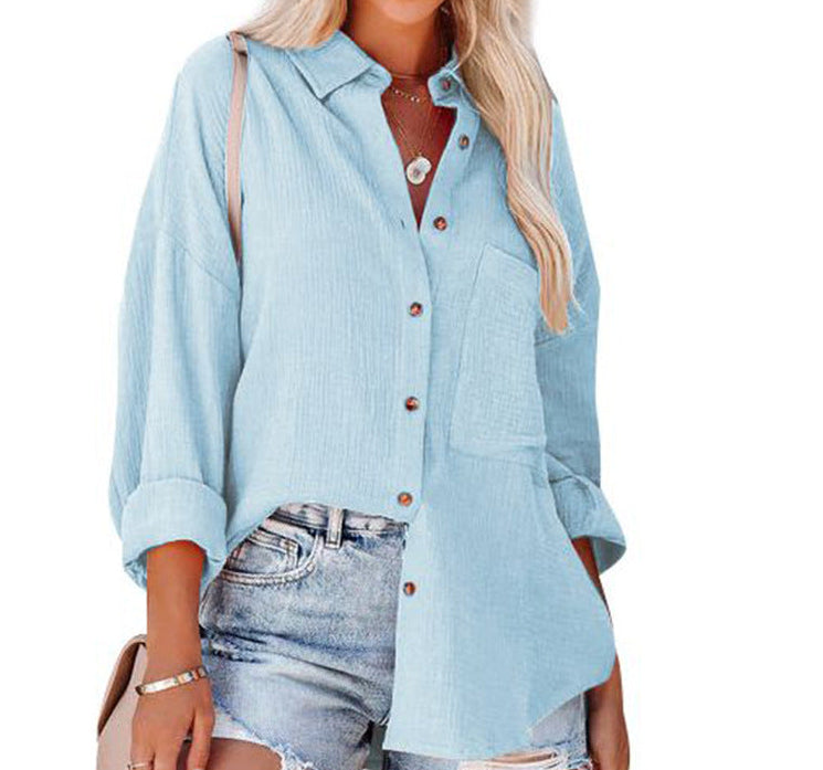 MADELYN | Button-down blouse with cuffed long sleeves