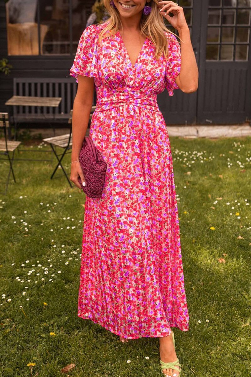 NATALIE | Sleeveless printed maxi dress with V-neck