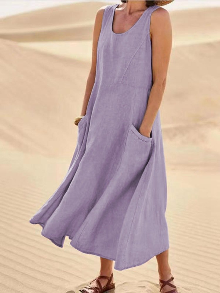 KEILY | Sleeveless round-neck dress with pockets