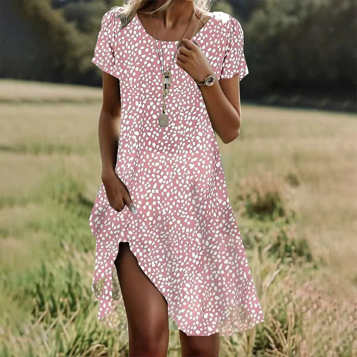 SIENNA | Flowy A-line dress with V-neck