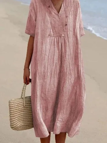 SILVANA | Relaxed maxi dress with textured fabric