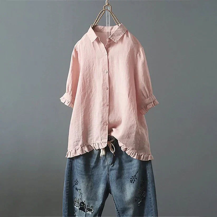 ANNA | Soft-touch blouse with cascading ruffle
