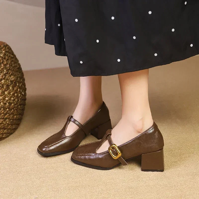 DORVANNA | Mary Jane heels with gold-dot strap