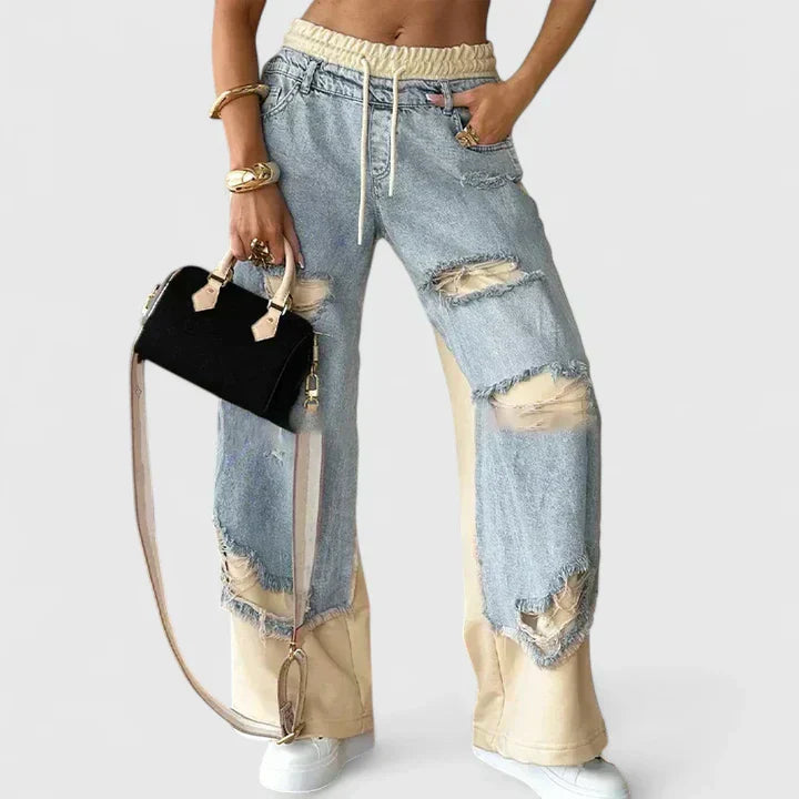 OLYVERRAH | Wide-leg sweatpants with distressed detail