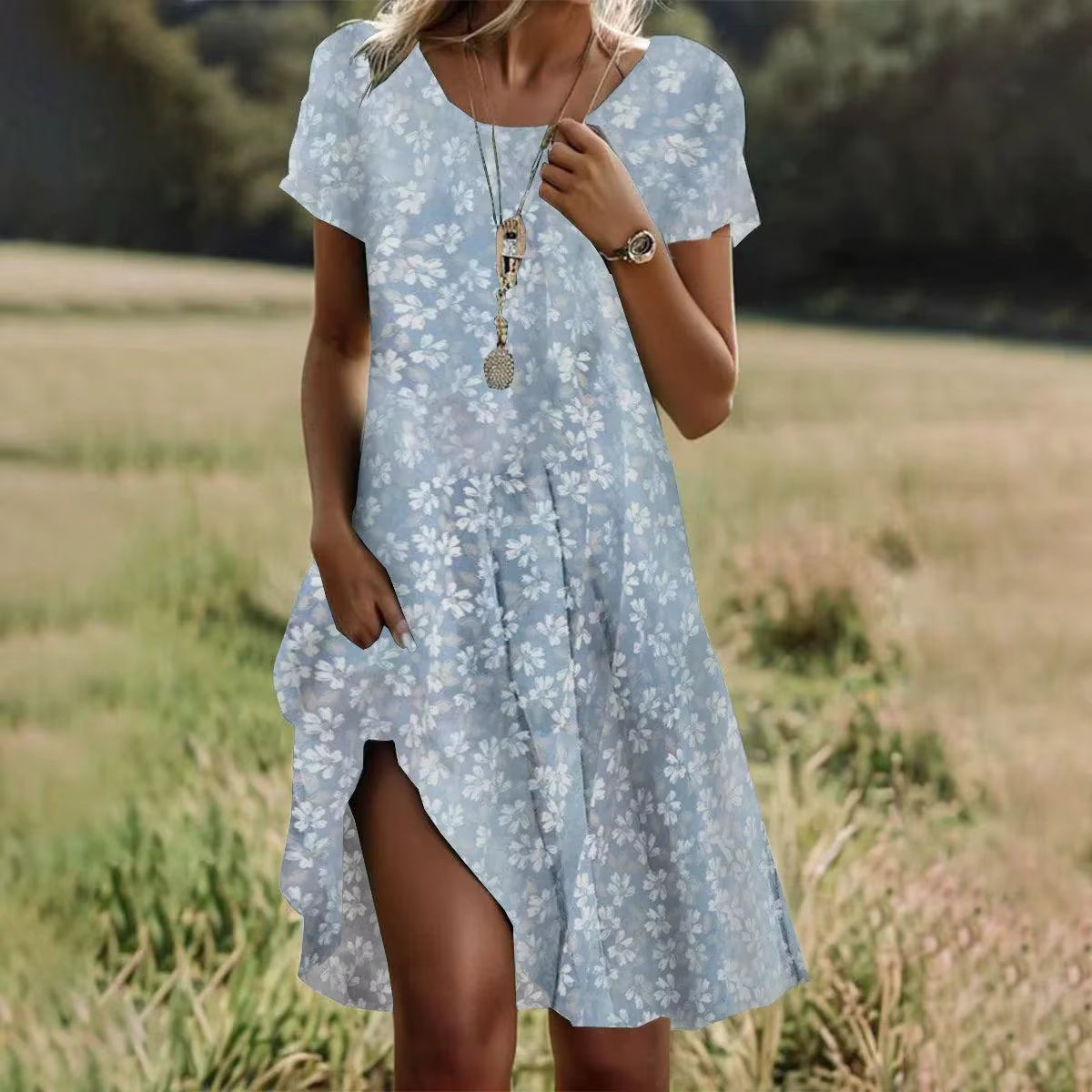 SIENNA | Flowy A-line dress with V-neck