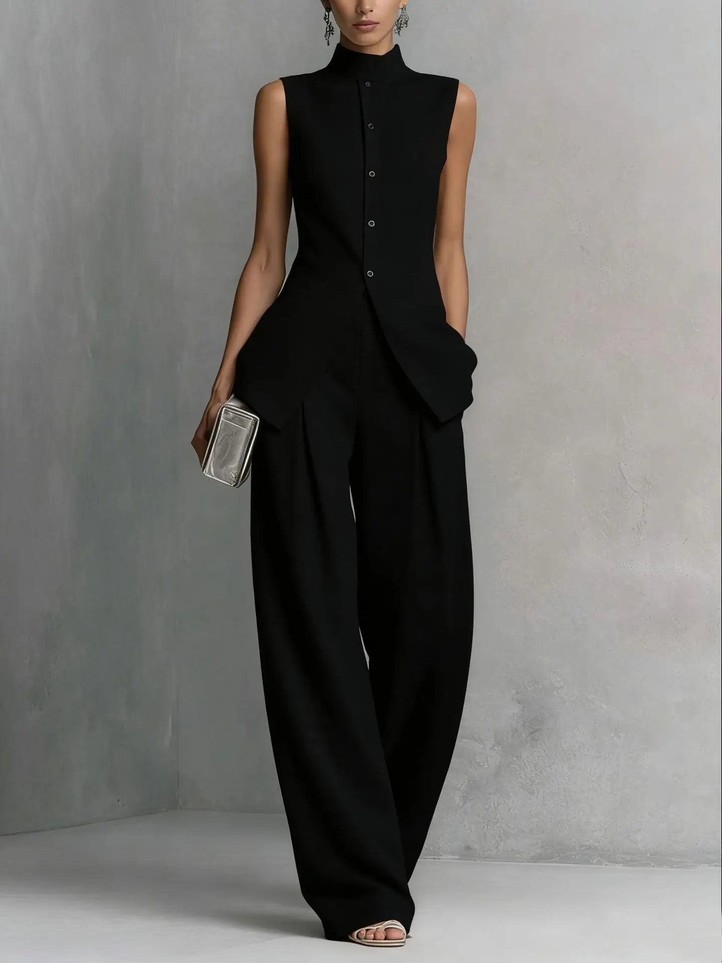HARPER | Sleeveless top and wide-leg pants set