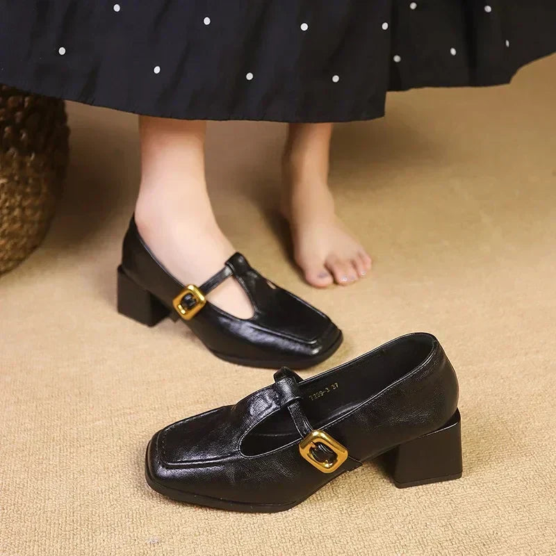 DORVANNA | Mary Jane heels with gold-dot strap
