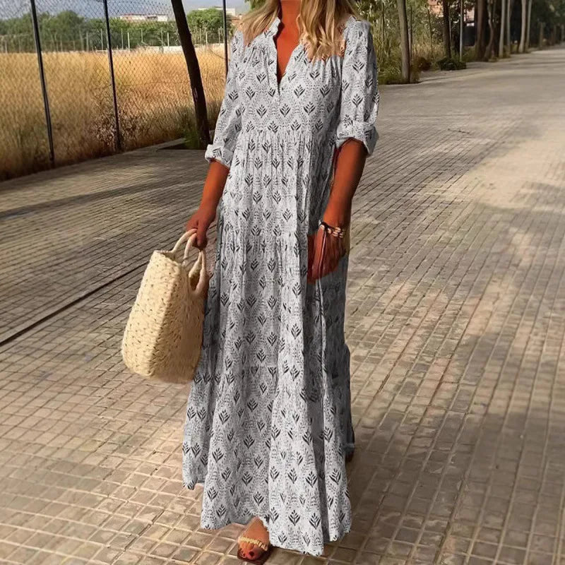ARIANNA | Floral maxi dress with V-neckline