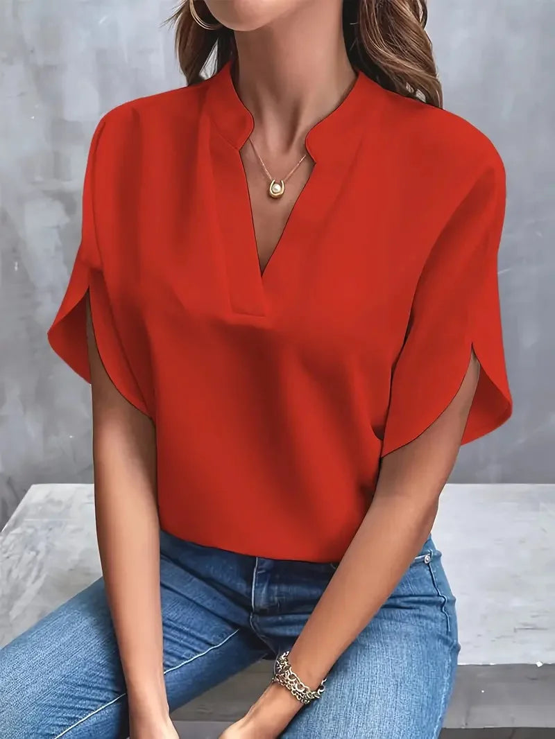 ANNEMIE | Blouse with V-neck and flowing fit