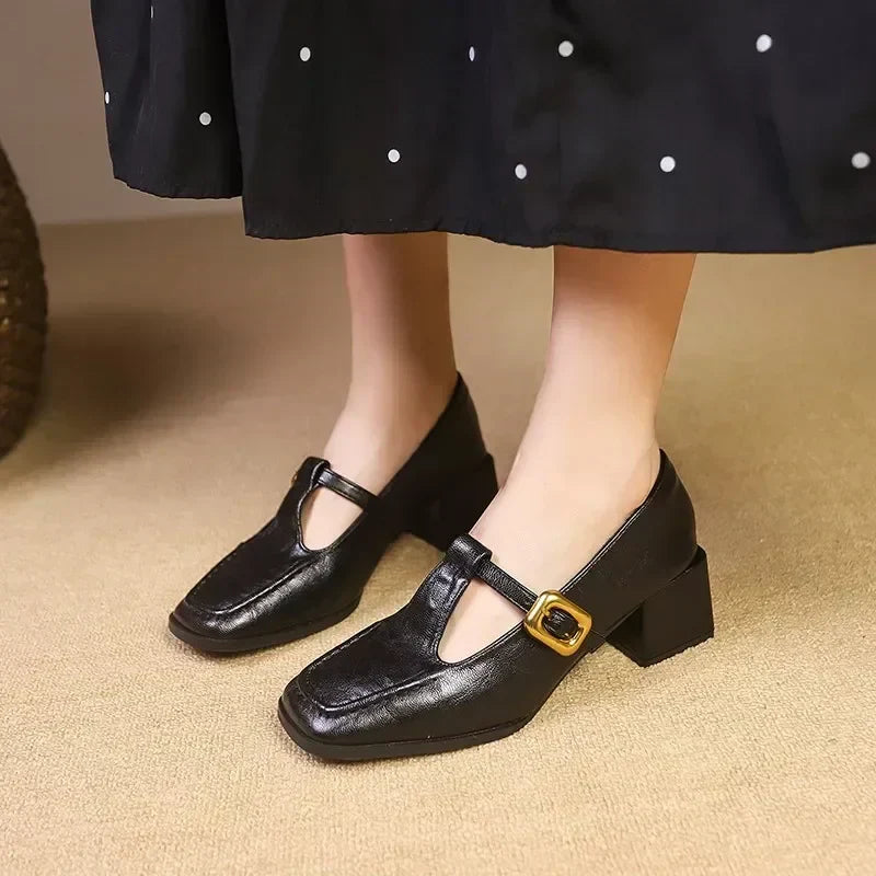 DORVANNA | Mary Jane heels with gold-dot strap